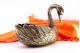  Floreira de prata em forma de cisne em vulto perfeito, penas relevadas 