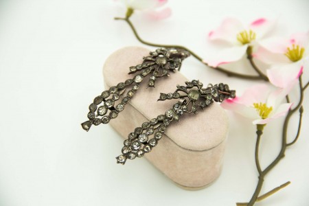 Brincos de prata com strass - Minas Novas - com pingentes articulados