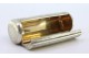 Caixa de toilette em prata com gravados guilhochados de forma tubular e interior dourado.