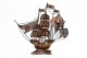  Caravela em prata filigrana dourada com cruzes de malta português nas velas