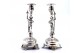 Conjunto de castiçais em prata com alabardeiros em pedestal