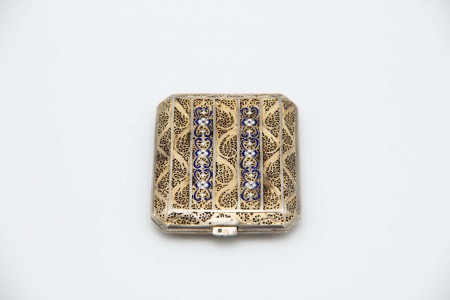 Cigarreira de prata dourada de malha filigranada