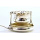 Coador de chá em prata com depósito em forma de taça com relevos e cabo ao estilo caninhas