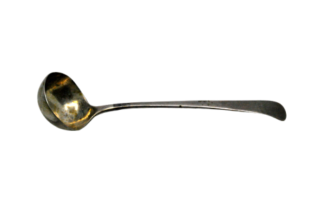 Colher para molhos em prata e cabo a expedir.