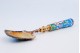 Colher de prata para temperos ao gosto russo,  esmaltada ao estilo Cloisonné e dourada.