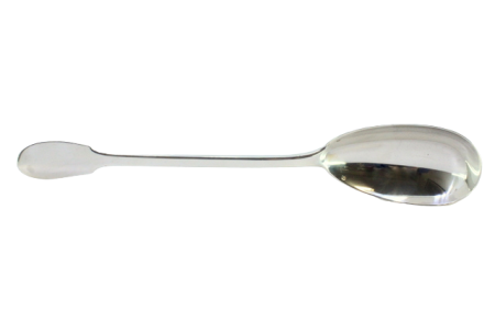 Colher de arroz e servir em prata lisa.