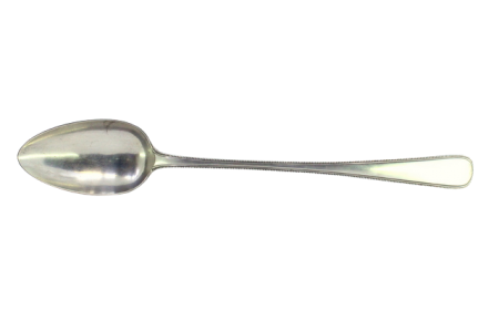 Colher de arroz e servir em prata perlada ao longo do cabo.