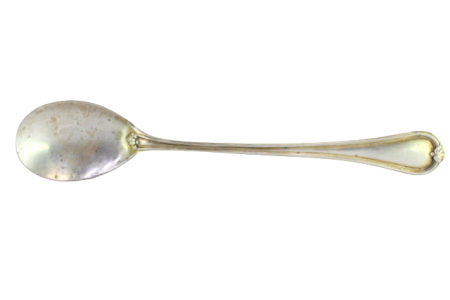  Colher de arroz e servir em prata com frisos ao longo do cabo envolvendo cartela para monograma.