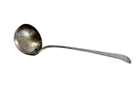  Concha de sopa em prata lisa com cabo a expedir.