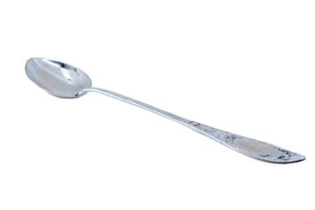  Colher de arroz e servir em prata com frisos ao longo do cabo com motivos florais envolvendo cartela para monograma.