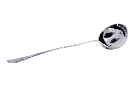 Concha de sopa em prata guilhochada no cabo com palma envolvendo cartela para monograma.