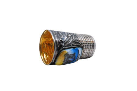 Dedal em prata Portugal Souvenir com imagem Templo Diana Évora.