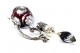 Garrafa em vidro vermelho lapidado com estrutura em prata recortada no gargalo