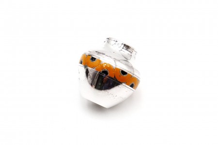  Jarrinha bojuda em prata com pintura esmaltada na cintura