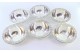 Conjunto de seis lavabos em prata com rebordos relevados.