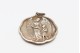 Medalha de prata com friso e aplicação figura de Anjo da Guarda e criança 