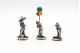 Trio de palhaços miniatura em prata com bases circulares