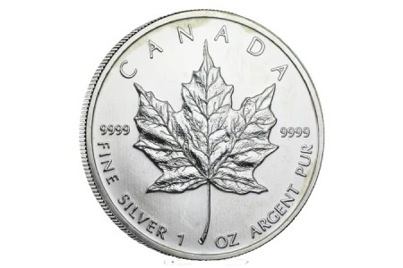 Moeda em prata canadense Maple Leaf com gravação ELIZABETH II 2016.