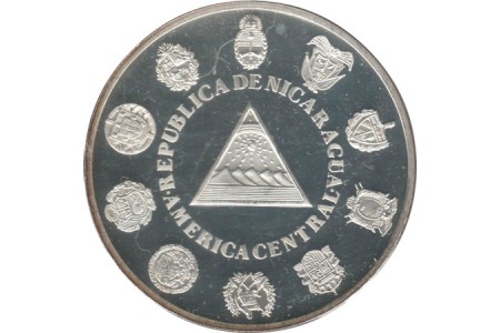 Moeda em prata da Nicarágua de cinco córdobas Congo Monkey