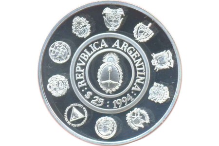 Moeda em prata tatu 25 pesos - Ibero Americano