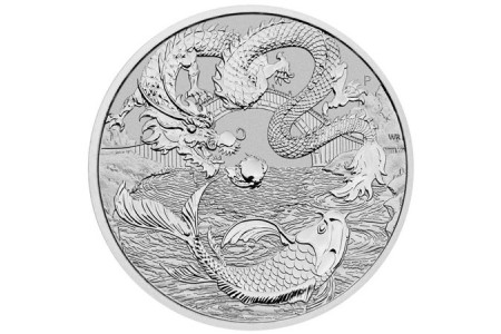 Moeda em prata 1 Dollar - Elizabeth II - Dragon and Koi