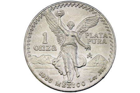 Moeda em prata de 1 onça liberty mexicana