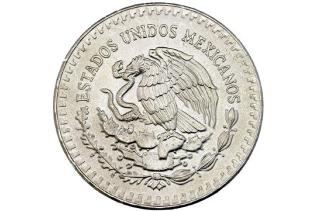 Moeda em prata de 1 onça liberty mexicana