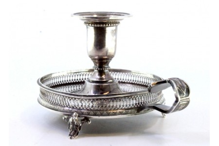  Palmatória em prata com gradinha e frisos na envolvência