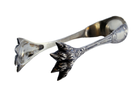  Pinça para gelo em prata em forma de garras.
