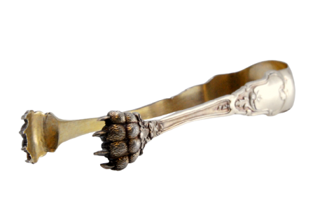Pinça para gelo em prata em forma de garras