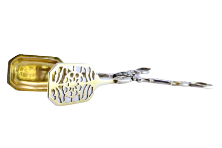 Pinça para salada, pão ou molhos em prata recortada