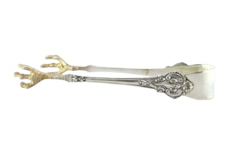 Pinça para gelo em prata em forma de garras de ave