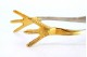 Pinça para gelo em prata em forma de garras de ave em dourado