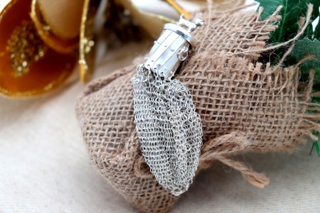 Porta moedas em malha de prata 