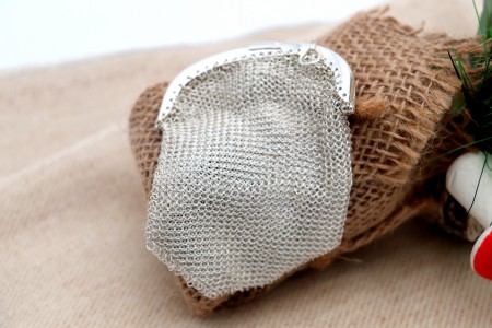 Porta moedas em malha de prata com divisória