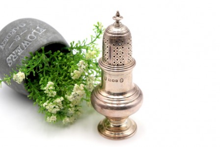 Caneleiro em prata lisa com frisos e pomo na tampa