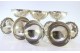 Conjunto de seis taças de champanhe em prata com base relevada na envolvência.