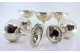 Conjunto de seis taças de champanhe em prata com base relevada na envolvência.