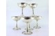 Conjunto de seis taças de champanhe em prata com base relevada na envolvência.