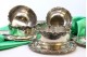  Conjunto de seis lavabos e pratos em prata com os rebordos relevados.