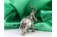  Figura de elefante africano miniatura em prata revelada.